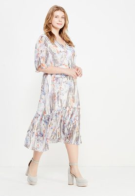 LOST INK PLUS  PLEATED HEM DRESS IN ZEN FLORAL PRINT