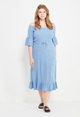 LOST INK PLUS  BARDOT DRESS IN RIB JERSEY